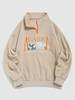 Sweat-shirt Vintage Quart de Zip à Lettre Graphique Dégradé Une Epaule du Streetwear Xxl Café lumière