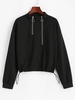 Sweat-shirt Zip en Avant Ourlet à Cordon Taille unique Noir