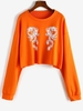Sweat-shirt Court Imprimé Dragon Oriental  Xs Orange
