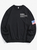 Sweat-shirt à Imprimé Drapeau Américain Lettre à Ourlet Côtelé Xl Noir
