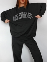 Sweat-shirt Style Boyfriend Lettre Graphique M Noir
