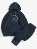 Sweat à Capuche Fourré en Couleur Unie avec Poche en Avant et Pantalon Deux Pièces S Ardoise bleue foncée