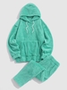 Sweat à Capuche Fourré en Couleur Unie avec Poche en Avant et Pantalon Deux Pièces Xl Bleu