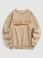 Sweatshirt Doublure Thermique de Style Preppy à Imprimé Lettre California Xl Café lumière