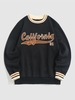 Sweatshirt Doublure Thermique de Style Preppy à Imprimé Lettre California Xl Noir