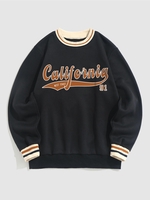 Sweatshirt Doublure Thermique de Style Preppy à Imprimé Lettre California Xl Noir