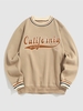 Sweatshirt Doublure Thermique de Style Preppy à Imprimé Lettre California Xxl Café lumière