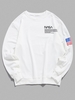 Sweatshirt Drapeau Américain Lettre Imprimée à Ourlet Côtelé Xl Blanc