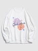 Sweatshirt Graphique Lune et Soleil à Goutte Epaule 4xl Blanc