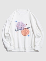 Sweatshirt Graphique Lune et Soleil à Goutte Epaule 4xl Blanc
