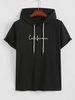 T-shirt à Capuche à Imprimé Lettre California à Cordon Streetwear S Noir