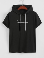 T-shirt à Capuche à Imprimé Lettre California à Cordon Streetwear S Noir