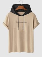 T-shirt à Capuche à Imprimé Lettre California à Cordon Streetwear Xl Café lumière