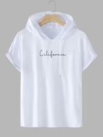 T-shirt à Capuche à Imprimé Lettre California à Cordon Streetwear Xxl Blanc