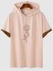 T-shirt à Capuche à Imprimé Rose en Couleur Jointive M Café lumière