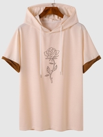 T-shirt à Capuche à Imprimé Rose en Couleur Jointive S Café lumière