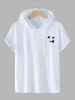 T-shirt à Capuche Motif de Visage en Sourire à Cordon Xl Blanc