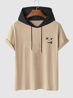 T-shirt à Capuche Motif de Visage en Sourire à Cordon Xl Café lumière