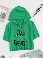 T-shirt à Capuche Tricoté à Imprimé Lettre Taille unique Vert
