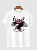 T-Shirt à Col Rond à Imprimé Aigle M Blanc