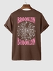 T-shirt à Horoscope Geste Lettre BROOKLYN à Manches Courtes S Café profond