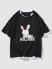T-shirt à Imprimé Animal Graphique Dessin Animé Lettre à Double Ourlet M Noir