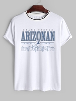 T-shirt à Imprimé ARIZONAN Cactus et Désert à Col Rond L Blanc