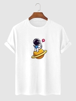 T-shirt à Imprimé Astronaute et Planète S Blanc