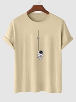 T-shirt à Imprimé Astronaute Graphique à Manches Courtes 2xl Café lumière