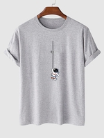 T-shirt à Imprimé Astronaute Graphique à Manches Courtes 2xl Gris clair