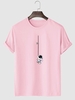 T-shirt à Imprimé Astronaute Graphique à Manches Courtes 2xl Rose clair