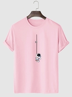 T-shirt à Imprimé Astronaute Graphique à Manches Courtes 2xl Rose clair