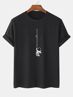 T-shirt à Imprimé Astronaute Graphique à Manches Courtes L Noir
