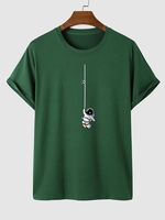 T-shirt à Imprimé Astronaute Graphique à Manches Courtes L Vert profond