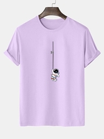 T-shirt à Imprimé Astronaute Graphique à Manches Courtes L Violet clair