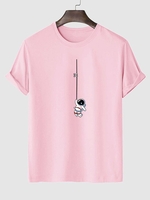 T-shirt à Imprimé Astronaute Graphique à Manches Courtes M Rose clair