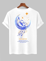 T-shirt à Imprimé Baleine Graphique Lune à Manches Courtes L Blanc