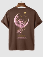 T-shirt à Imprimé Baleine Graphique Lune à Manches Courtes L Café profond