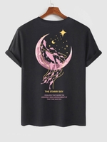 T-shirt à Imprimé Baleine Graphique Lune à Manches Courtes L Noir