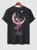 T-shirt à Imprimé Baleine Graphique Lune à Manches Courtes S Noir