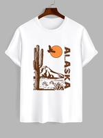 T-Shirt à Imprimé Cactus à Manches Courtes L Blanc