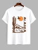T-Shirt à Imprimé Cactus à Manches Courtes M Blanc