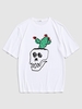 T-shirt à Imprimé Cactus de Bande Dessinée M Blanc