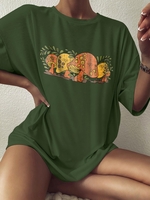 T-shirt à Imprimé Champignon à Goutte Epaule S Vert profond