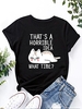 T-shirt à Imprimé Chat Horrible à Manches Courtes S Noir