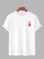 T-shirt à Imprimé Cœur et Carte à jouer L Blanc