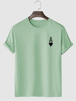 T-shirt à Imprimé Cœur et Carte à jouer M Vert clair