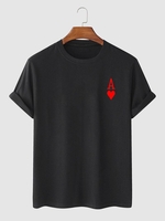 T-shirt à Imprimé Cœur et Carte à jouer S Noir