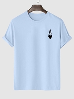T-shirt à Imprimé Cœur et Carte à jouer Xl Bleu clair