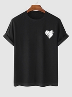 T-shirt à Imprimé Cœur Graphique à Manches Courtes Xxl Noir